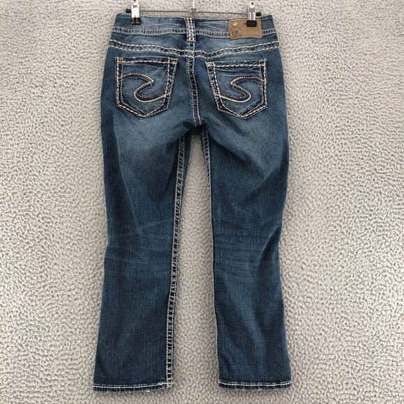 Silver Jeans Womens 26 Suki Mid Capri Blue Fluid Denim Contrast Stitch Stretch - Picture 3 of 13